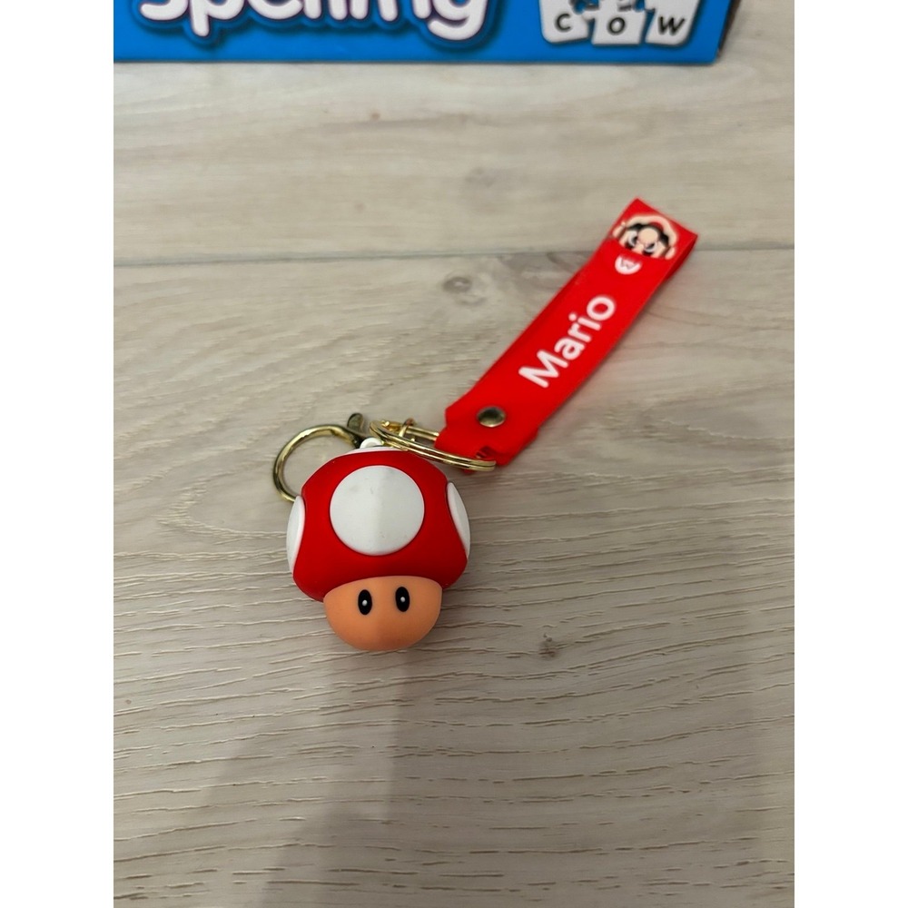 Super Mario Bros Red Mushroom Keychain Silicone Wristlet Strap Nintendo Charm